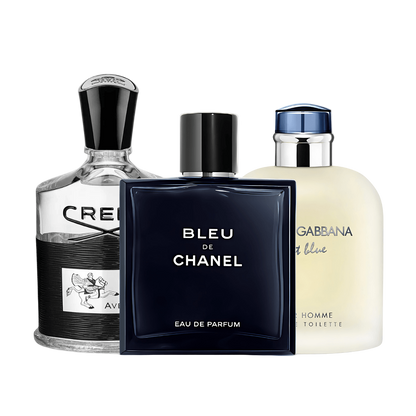 Coffret de 3 parfums Bleu de Chanel, Creed Aventus, Light Blue Dolce Gabbana 100ml