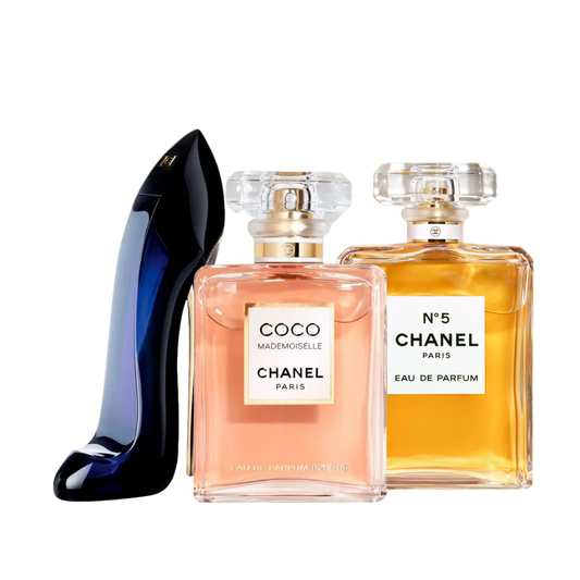 Coffret de 3 parfums  GOOD GIRL, COCO MADEMOISELLE, Chanel Nº5 100ml