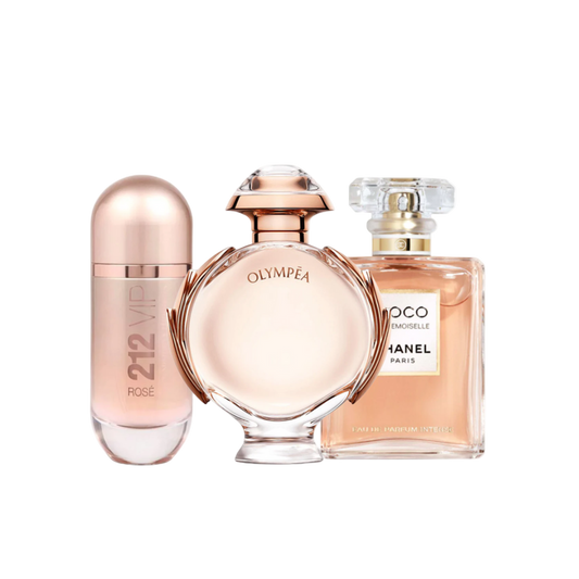 Coffret de 3 parfums Carolina Herrera 212 VIP ROSÉ, Paco Rabanne OLYMPÉA e Chanel COCO MADEMOISELLE
