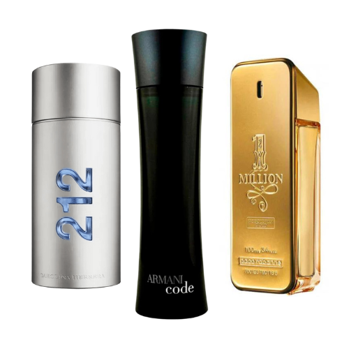 Coffret de 3 parfums 212 Men NYC, Paco Rabanne One Milion, Armani Code Homme 100ml