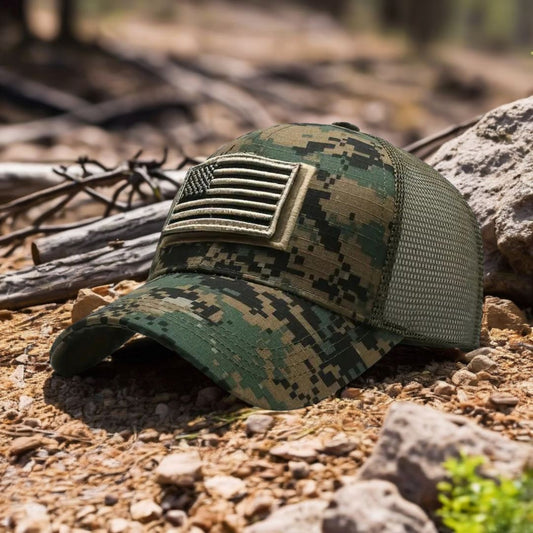 American Flag Camo Adjustable Hat