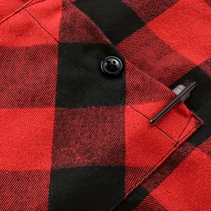 Men's Hooded Jacket Coat Plaid Cold Weather Blouse