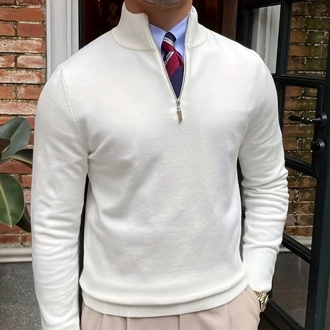 Men's Sweater with Zipper and Collar