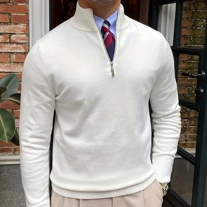Men's Sweater with Zipper and Collar
