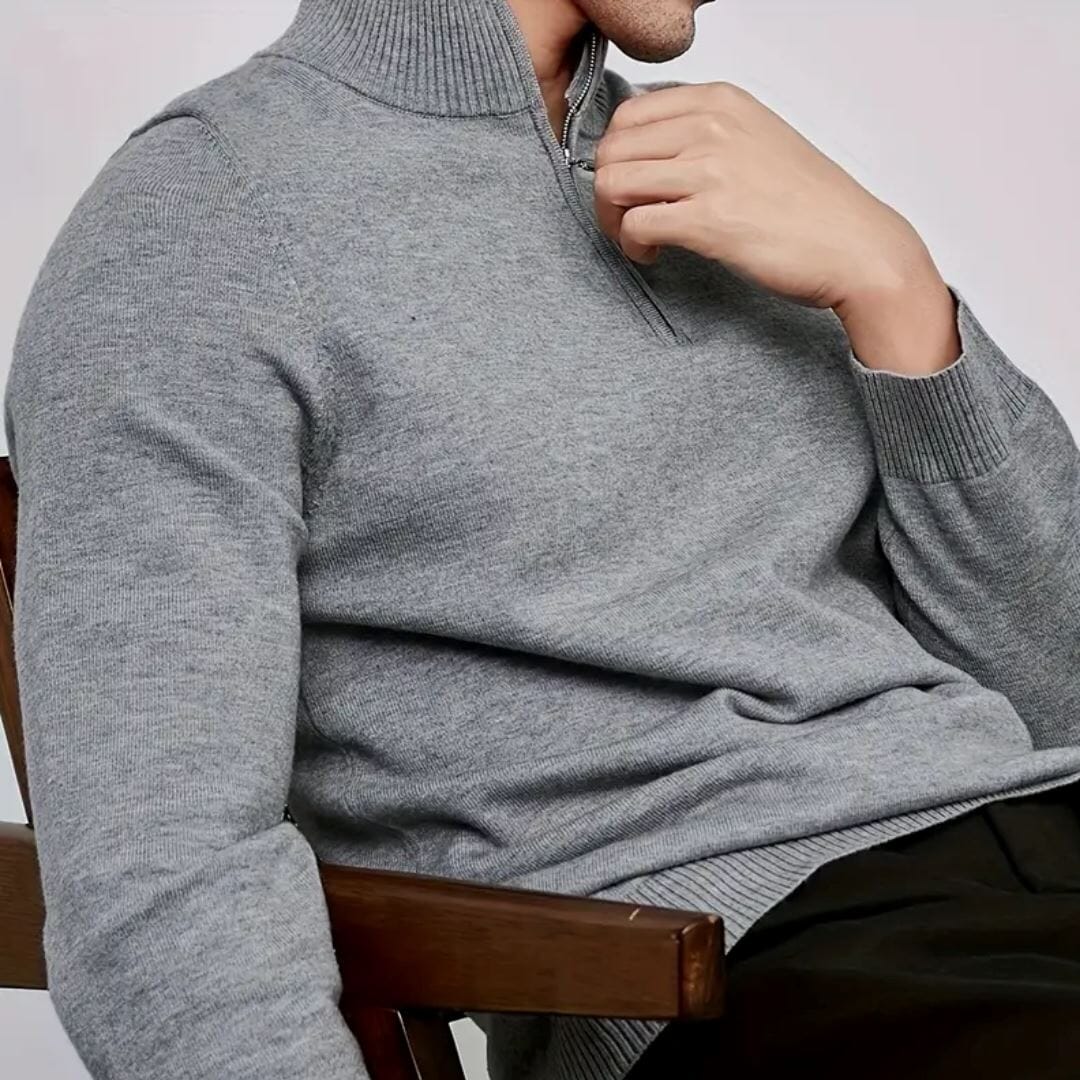 Men's Sweater with Zipper and Collar
