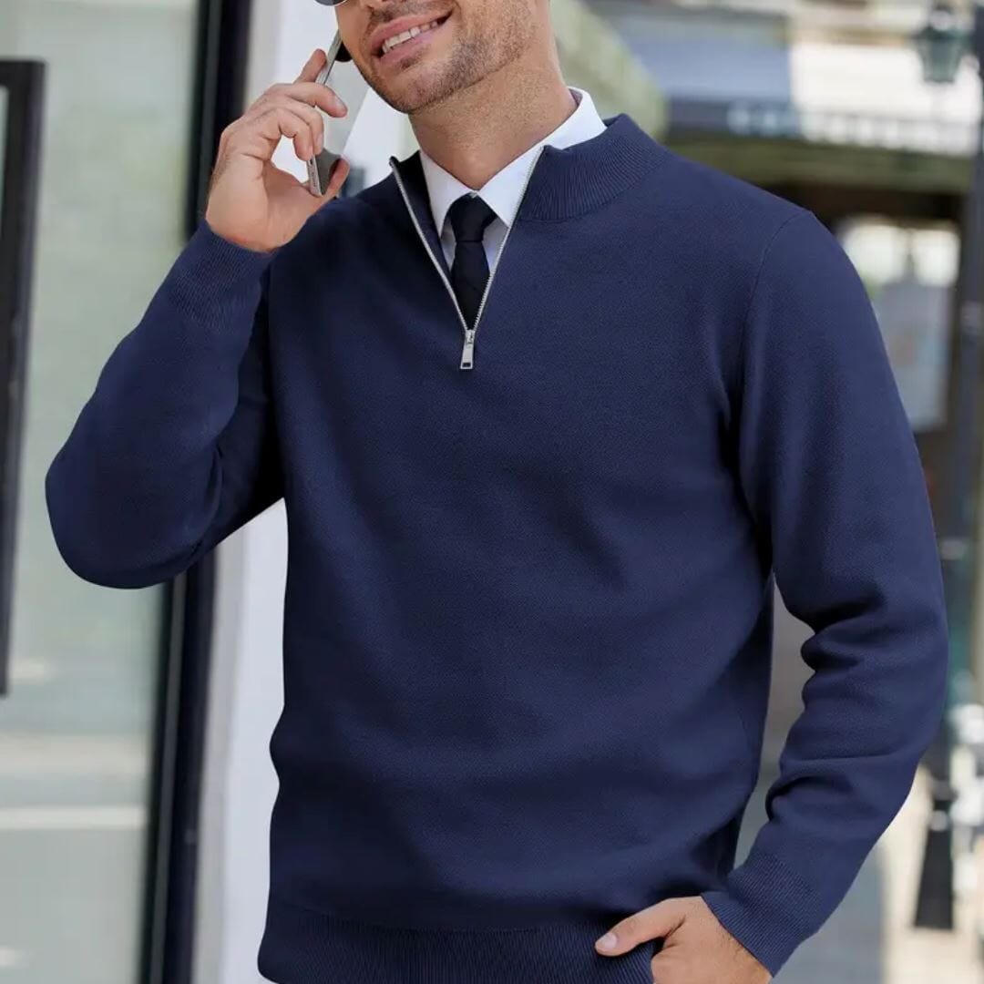 Men's Sweater with Zipper and Collar