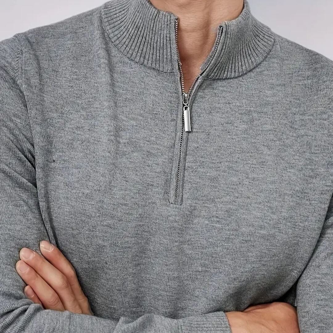 Men's Sweater with Zipper and Collar