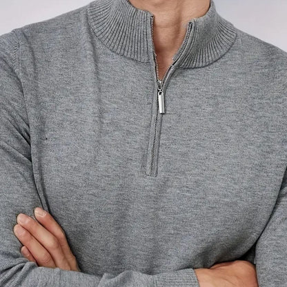 Men's Sweater with Zipper and Collar