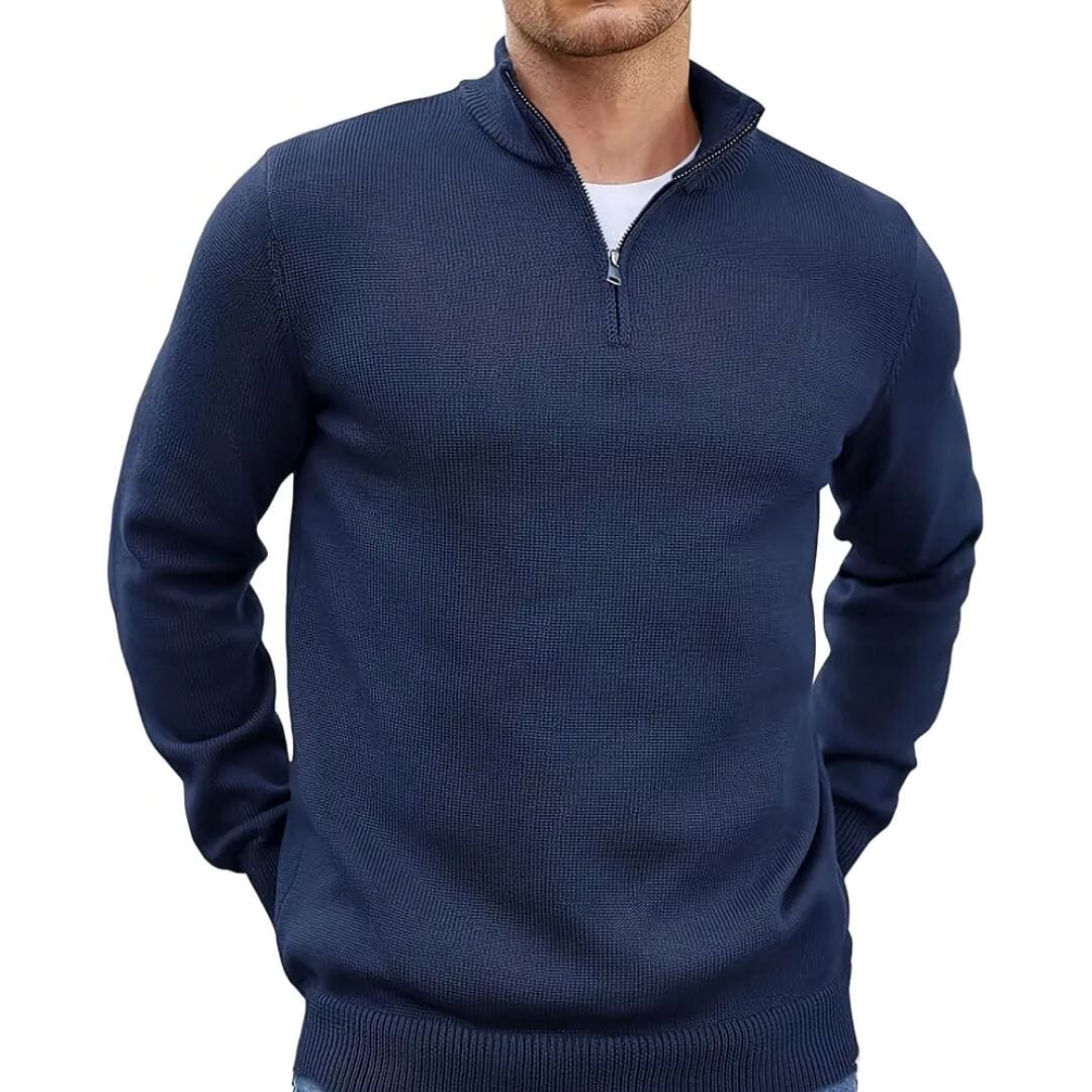 Men's Sweater with Zipper and Collar