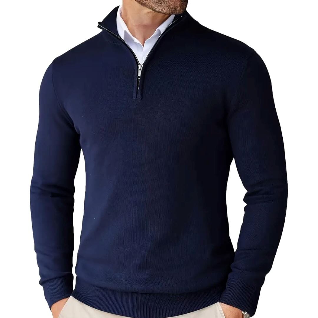 Men's Sweater with Zipper and Collar