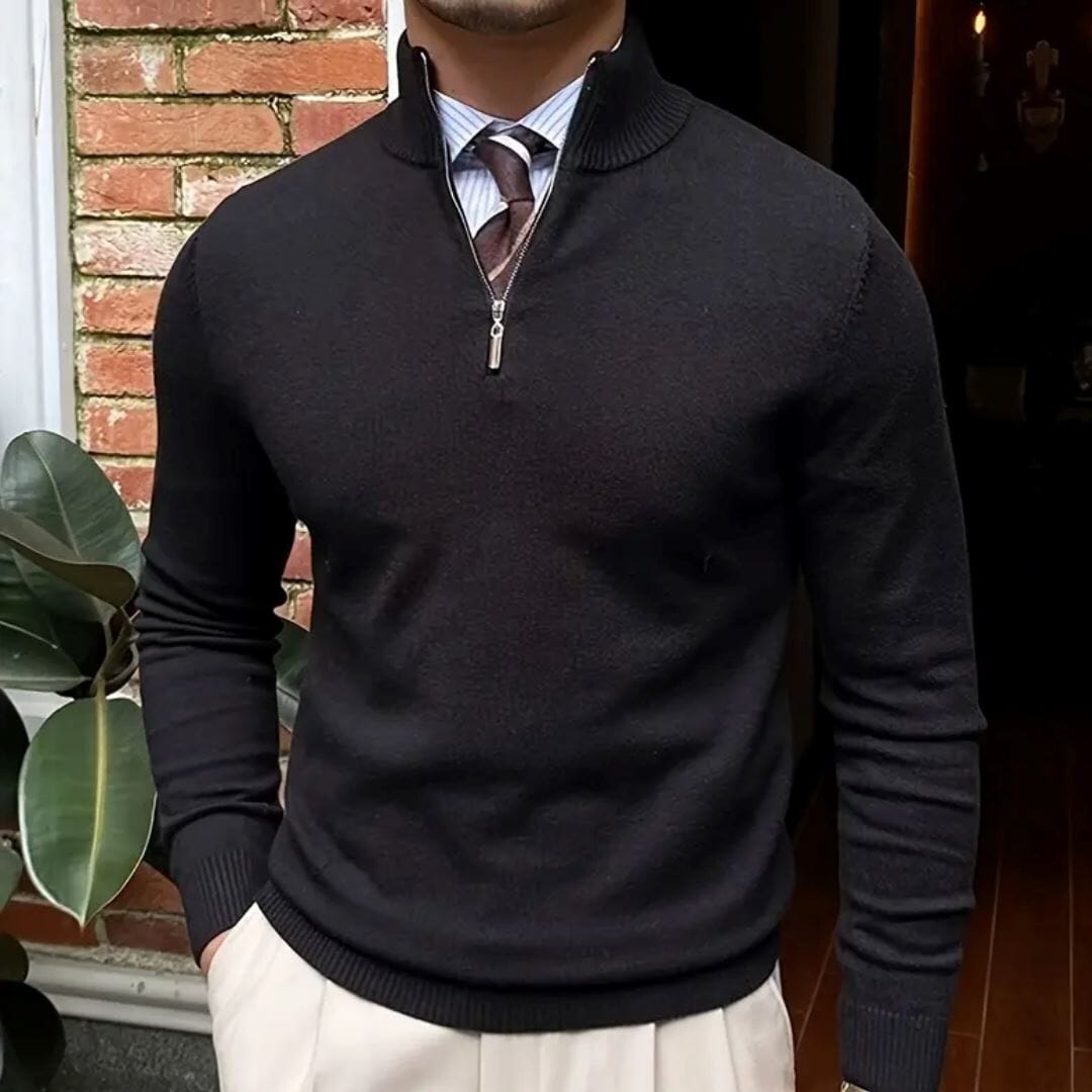 Men's Sweater with Zipper and Collar