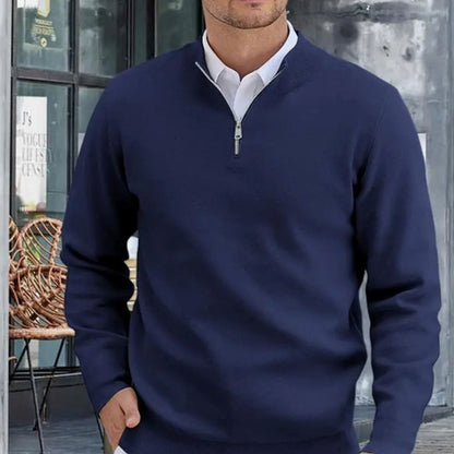 Men's Sweater with Zipper and Collar