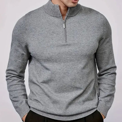 Men's Sweater with Zipper and Collar