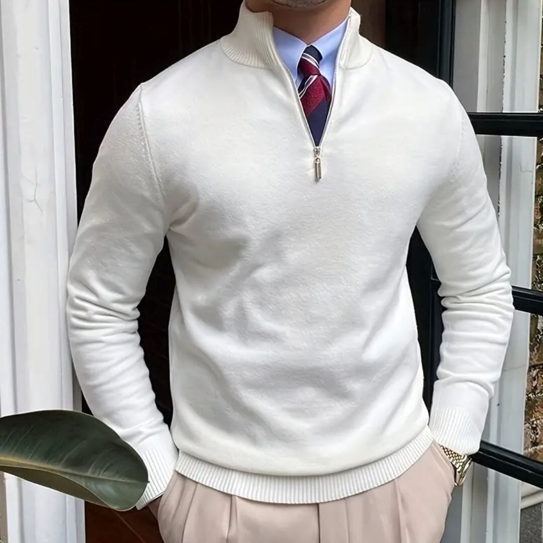 Men's Sweater with Zipper and Collar