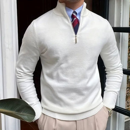 Men's Sweater with Zipper and Collar